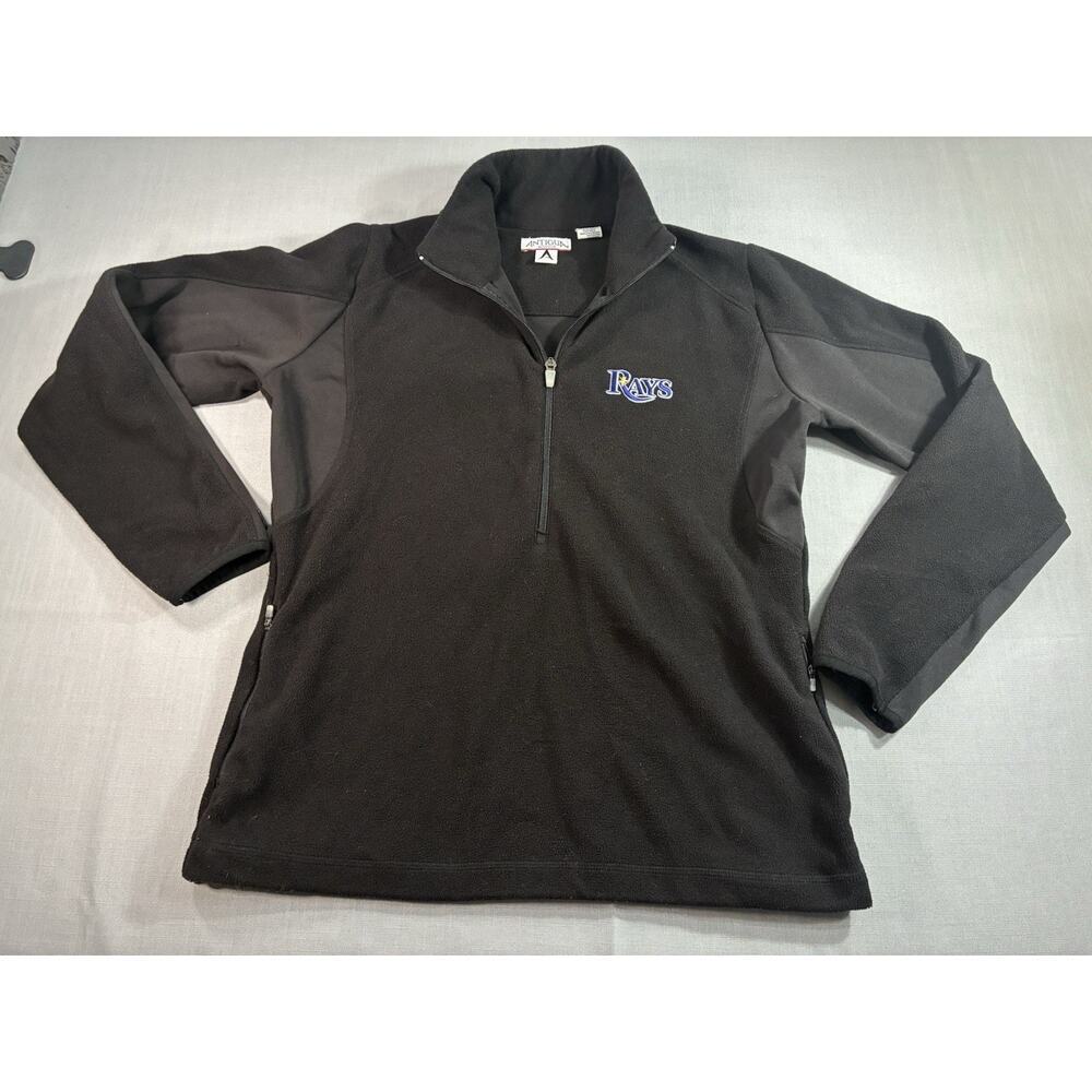 Antigua Tampa Bay Rays Womens Medium Black Fleece 1/4 Zip Pullover Jacket